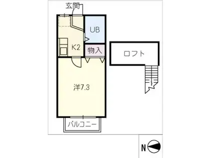 エスエスハイツ鈴鹿(1K/2階)の間取り写真