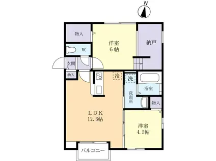 BLUMEN BURG(2SLDK/2階)の間取り写真