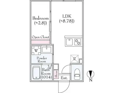 LUXIS柳沢(1LDK/1階)の間取り写真