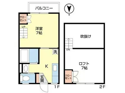 ニューハイ夢・坂本(1K/1階)の間取り写真