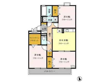 グランドゥール笹塚(3DK/3階)の間取り写真