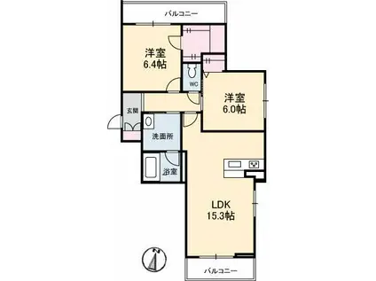 シャーメゾンJH丸亀(2LDK/2階)の間取り写真