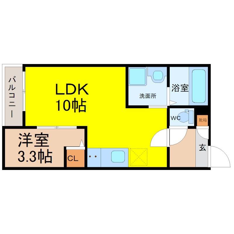 JACK KIRIHATAII(1LDK/3階)の間取り写真