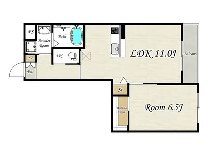 S TERRACE (1LDK/3階)の間取り写真