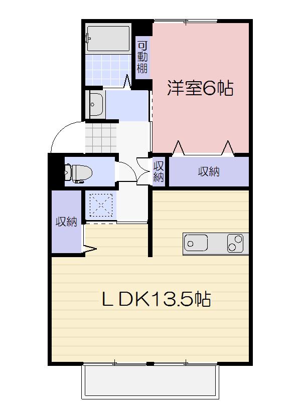 ウエスタンコーポ(1LDK/2階)の間取り写真