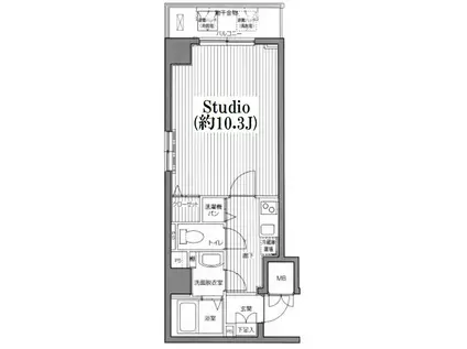 グランドガーラ横浜関内(1K/2階)の間取り写真