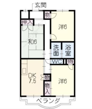 サンハイツ白山(3DK/1階)の間取り写真