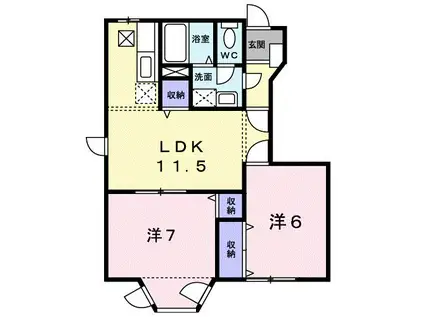 グリーンティエラA(2LDK/1階)の間取り写真