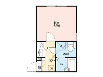 アザーレ・キュリオス生田(1SK/2階)の間取り写真