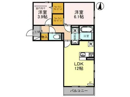 パレスバレイ五色山(2LDK/3階)の間取り写真