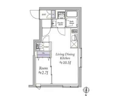アトリオフラッツ清澄白河(1LDK/3階)の間取り写真