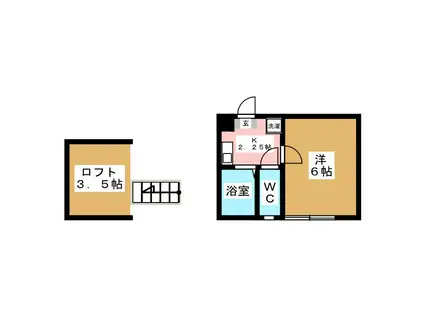 メゾンエレンデール(1K/2階)の間取り写真