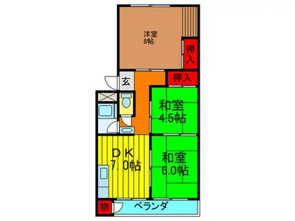 岸田マンション第一(3DK/3階)の間取り写真