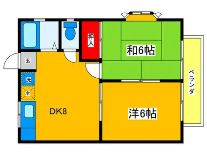 SWEET SUGAR A(2DK/2階)の間取り写真