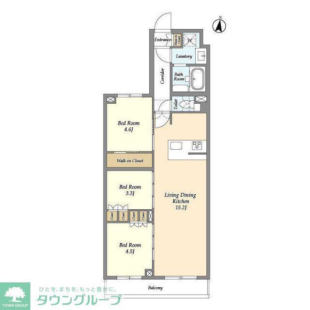 アジールコート練馬中村橋(3LDK/2階)の間取り写真