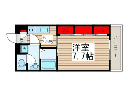 リブリ・松戸(1K/1階)の間取り写真