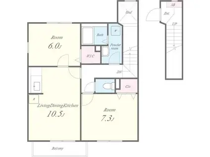 サニープレイス(2LDK/2階)の間取り写真