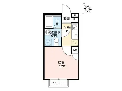 シャンティ八柱(1K/2階)の間取り写真