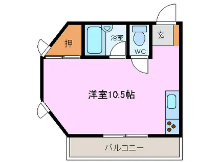 ミューかいぞう(ワンルーム/1階)の間取り写真