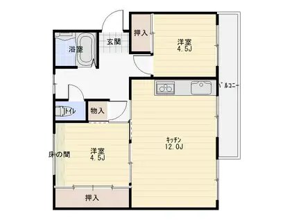 アネックス東山(2LDK/1階)の間取り写真