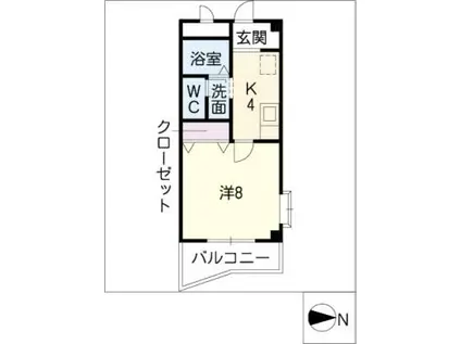 ラビットストリートII(1K/2階)の間取り写真