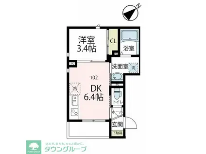 ポントブリラント(1DK/1階)の間取り写真