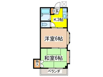 光コーポ(2K/2階)の間取り写真