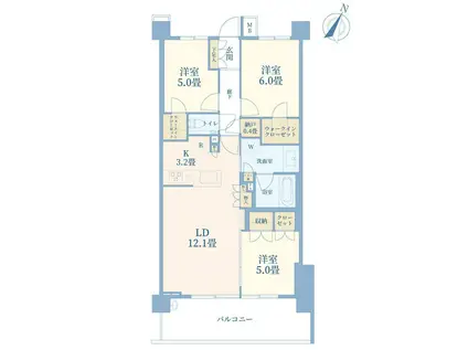 プロミライズ青葉台Dブロック(3LDK/4階)の間取り写真