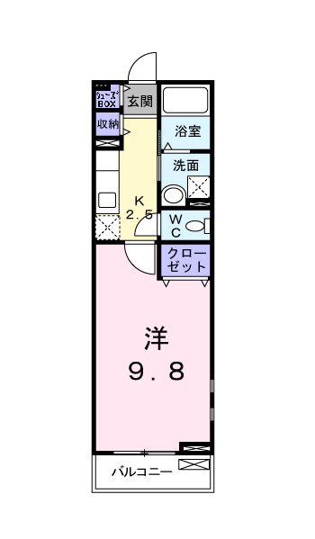 エヴァーグリーンP(1K/1階)の間取り写真