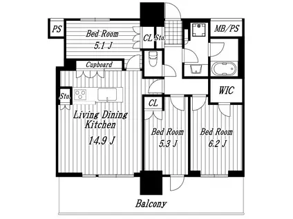 ライオンズタワー柏(3LDK/27階)の間取り写真