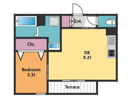 ハイムグランツ(1DK/1階)の間取り写真