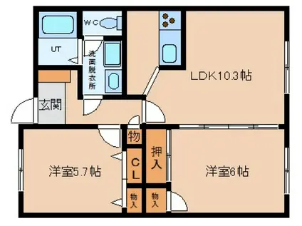 ログマン南原(2LDK/2階)の間取り写真
