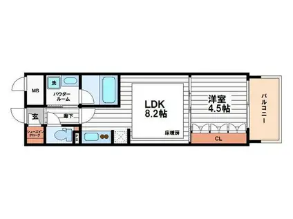 アーバネックス心斎橋(1LDK/2階)の間取り写真