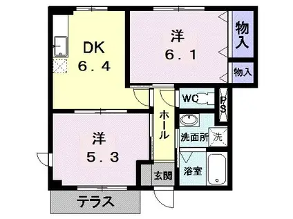 メゾンプロムナードA(2DK/1階)の間取り写真