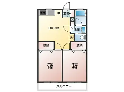 パレスのばら(2DK/2階)の間取り写真