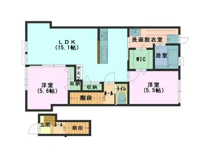 クラリス白尾(2LDK/2階)の間取り写真