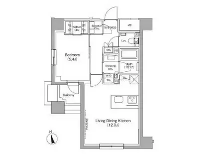 ザ・パークハビオ高円寺レジデンス(1LDK/4階)の間取り写真