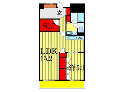 ローズガーデン(1SLDK/2階)の間取り写真