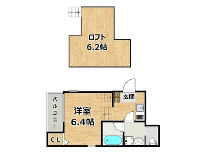 GROWTH御幣島(1K/1階)の間取り写真
