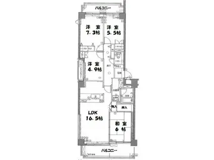 メゾン野口町(4LDK/4階)の間取り写真
