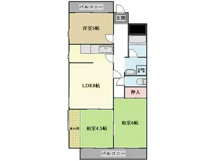 音聞ハイツ(3LDK/2階)の間取り写真