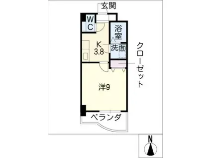 インタースクウェア I(1K/1階)の間取り写真