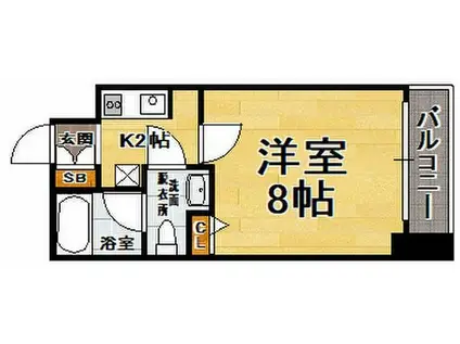 ピュアドーム博多21(1K/6階)の間取り写真