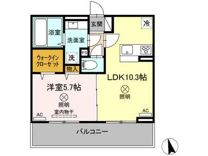 ウェスタ古閑中(1LDK/2階)の間取り写真