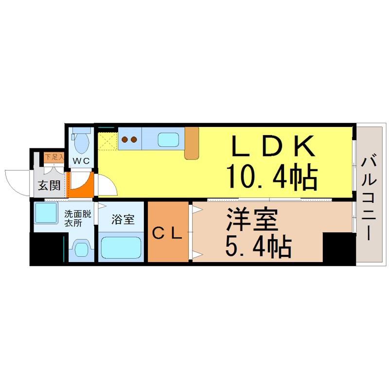 マイアトリア栄(1LDK/4階)の間取り写真