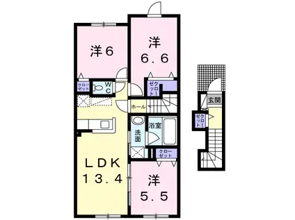 パンプキンIV(3LDK/2階)の間取り写真