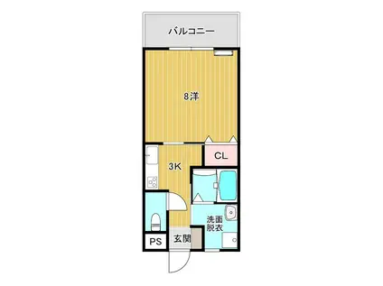 マーメイドフラットII(1K/3階)の間取り写真