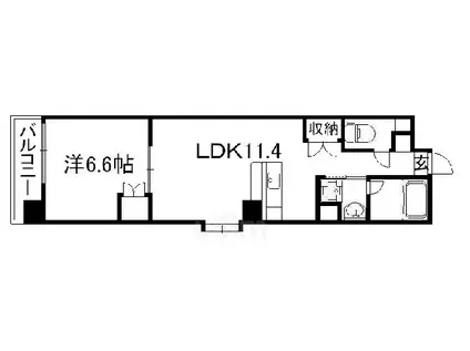 ベラジオ四条烏丸III(1LDK/3階)の間取り写真