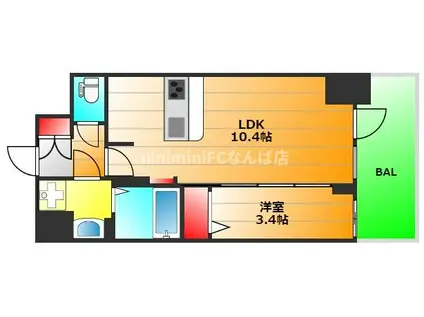 エスレジデンス堺筋本町DEUX(1LDK/12階)の間取り写真