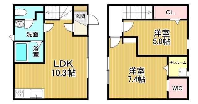 カサーレ蓮町II(2LDK/1階)の間取り写真